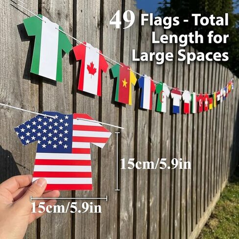 World Cup 2026 Decorations, World Culture Decorations, World Cup Banner, 49 Pcs Fan Party Flags Set with 20m Ribbon, Universal Sports Event Party Supplies in Kuwait