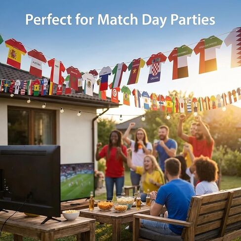 World Cup 2026 Decorations, World Culture Decorations, World Cup Banner, 49 Pcs Fan Party Flags Set with 20m Ribbon, Universal Sports Event Party Supplies in Kuwait