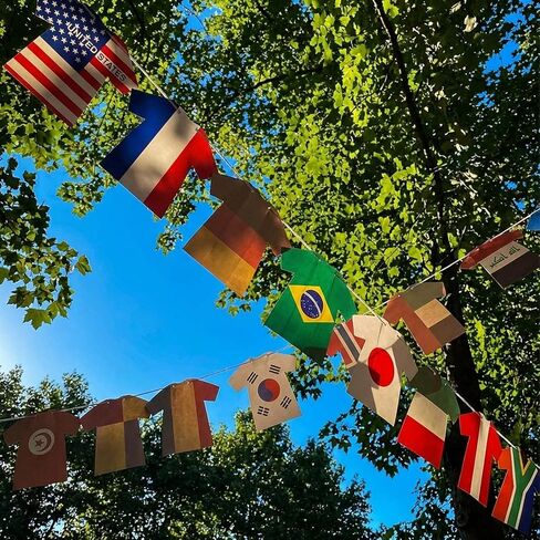 World Cup 2026 Decorations, World Culture Decorations, World Cup Banner, 49 Pcs Fan Party Flags Set with 20m Ribbon, Universal Sports Event Party Supplies in Kuwait