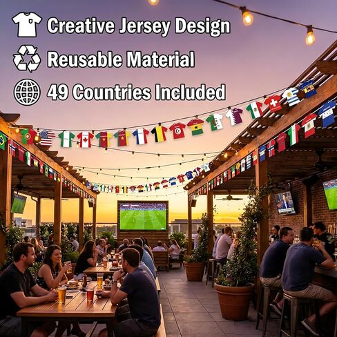 World Cup 2026 Decorations, World Culture Decorations, World Cup Banner, 49 Pcs Fan Party Flags Set with 20m Ribbon, Universal Sports Event Party Supplies in Kuwait