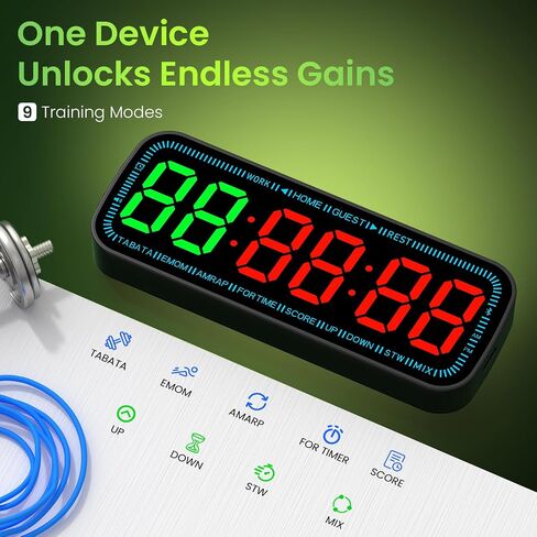 Gym Timer Clock Bluetooth App Controlled Magnetic Workout Interval Timer, Home Large LED Digital Display, Countdown Clock for Score Crossfit, Tabata, HIIT, EMOM, Boxing (Black) in Kuwait