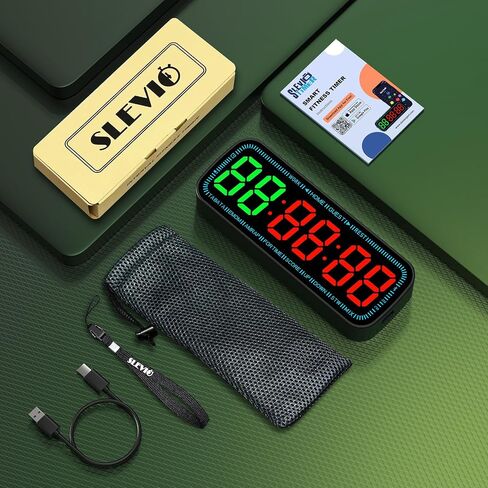Gym Timer Clock Bluetooth App Controlled Magnetic Workout Interval Timer, Home Large LED Digital Display, Countdown Clock for Score Crossfit, Tabata, HIIT, EMOM, Boxing (Black) in Kuwait