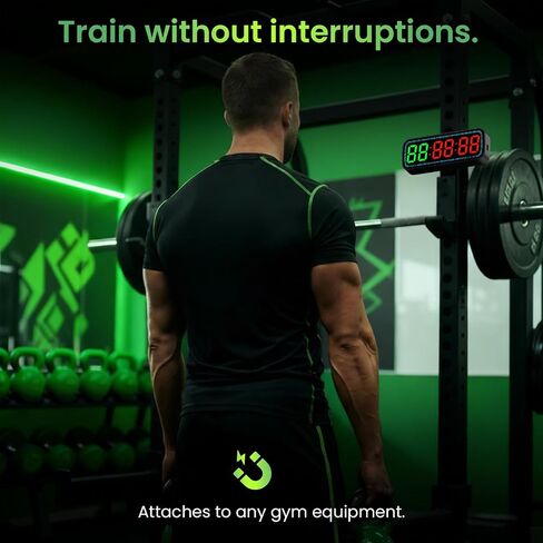 Gym Timer Clock Bluetooth App Controlled Magnetic Workout Interval Timer, Home Large LED Digital Display, Countdown Clock for Score Crossfit, Tabata, HIIT, EMOM, Boxing (Black) in Kuwait