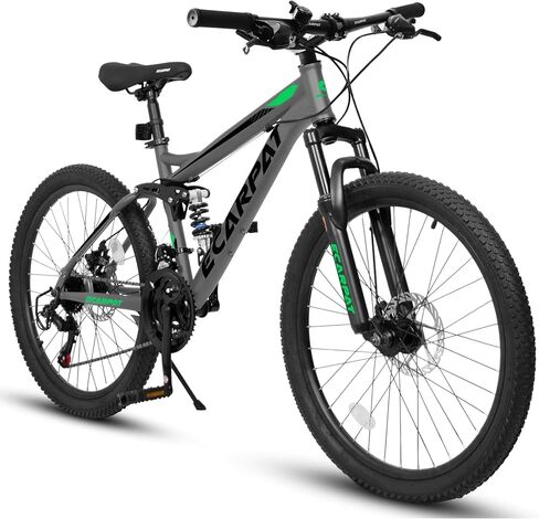 Ecarpat Mountain Bike 24 26 Inch, Dual Full Suspension Mens Womens Bike, 21 Speeds Dual Disc Brake Carbon Steel Bike, Boys Mens Mountain Bike for School Work Summer Camping in Saudi Arabia