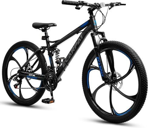 Ecarpat Mountain Bike 24 26 Inch, Dual Full Suspension Mens Womens Bike, 21 Speeds Dual Disc Brake Carbon Steel Bike, Boys Mens Mountain Bike for School Work Summer Camping in Saudi Arabia