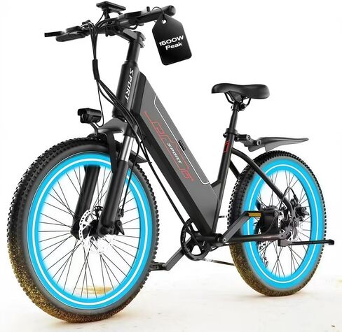 Electric Bike for Adults Teens,1500W Peak Ebike,60Miles 25MPH E Mountain Bike,26" Electric Bicycle with 48V Removable Battery,Adjustable Seat,7 Speed UL2849 Commut E Dirt Bike in Kuwait