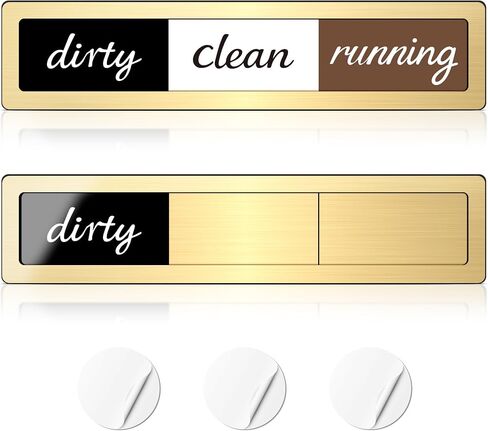 Clean Dirty Magnet for Dishwasher, Dishwasher Sign Clean Dirty Running, Dishwasher Clean Dirty Sign Easy to Slide, No-Marking Adhesive Included,Brushed Gold,3 Options in Kuwait
