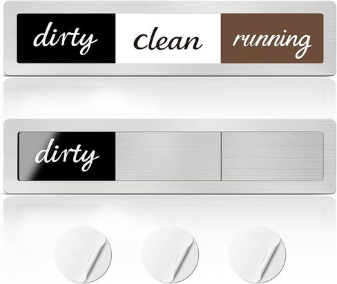 Clean Dirty Magnet for Dishwasher, Dishwasher Sign Clean Dirty Running, Dishwasher Clean Dirty Sign Easy to Slide, No-Marking Adhesive Included,Brushed Gold,3 Options in Kuwait