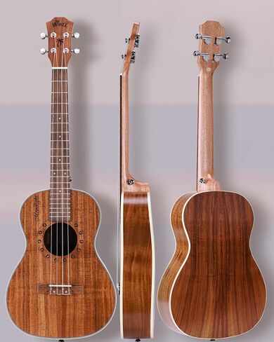 Winzz Baritone Ukulele 30 Inch for Beginners, KOA Ukelele Kit for Starter or Professional Best Selection Wood - Natural Matte in Kuwait