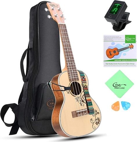 Concert Ukulele 23 inch UKS-2, 4 Strings Ukeleles For Beginners, Sapele Hawaiian Ukele with Ukulele Case and Ukele String Set (Spalted Maple Glossy) in Kuwait