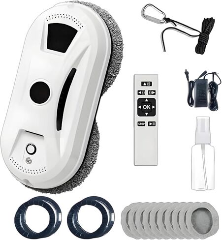 Automatic Smart Window Cleaning Robot, Inside/Outside with 2800Pa Suction, Edge Detection & Anti-Drop Protection, Automatic Window Cleaning Robot for Glass Mirror Washing in Kuwait