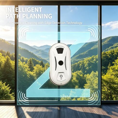 Automatic Smart Window Cleaning Robot, Inside/Outside with 2800Pa Suction, Edge Detection & Anti-Drop Protection, Automatic Window Cleaning Robot for Glass Mirror Washing in Kuwait