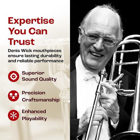 Denis Wick Heritage Trombone Mouthpiece Silver-Plated, 2180-5ABL - Medium Backbore for Balanced Airflow & Tone - Large Shank Fitting Trombone Accessories for Effortless Articulation 25.75 x 6.64 x 7mm in Kuwait