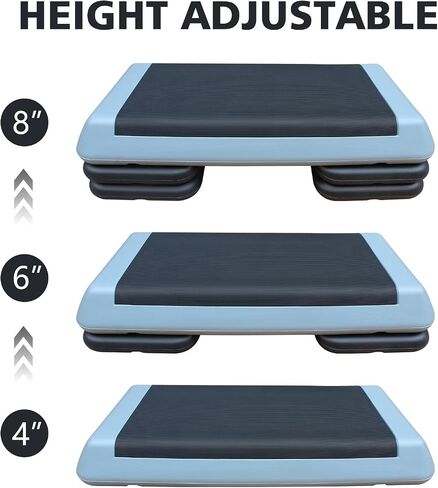 Aerobic Step Platform 30" × 14" Height Adjustable Workout Step for Fitness Strength Training with Risers Exercise Platform for Home Gym in Kuwait