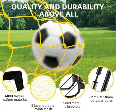 Soccer Goal, Soccer Goals for Backyard, 4x3ft Portable Pop Up Soccer Net Set, Soccer Training Equipment with Soccer Ball, Ladder and Cones in Kuwait