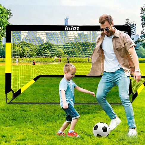 Soccer Goal, Soccer Goals for Backyard, 4x3ft Portable Pop Up Soccer Net Set, Soccer Training Equipment with Soccer Ball, Ladder and Cones in Kuwait