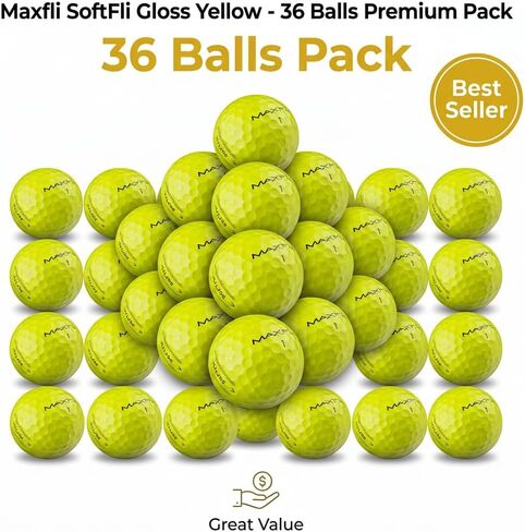Maxfli SoftFli Golf Balls – 36-Pack Gloss Yellow | Soft Feel Low Compression Golf Balls for Distance & Control | Durable Ionomer Cover | Ideal for Beginners & Recreational Golfers in Kuwait