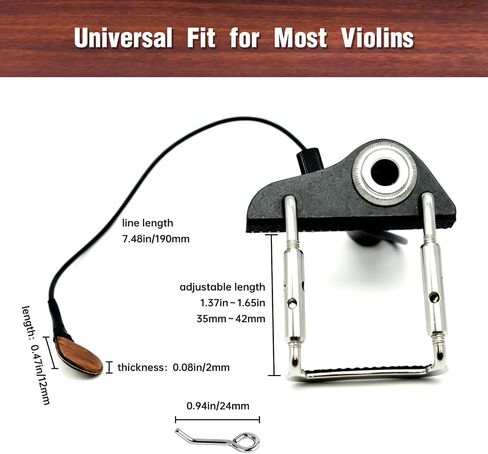 Violin Pickup Portable Piezo Pickup for Violin, Piezo Contact Microphone Wireless Pickup with Volume Control, Lightweight Bridge-Mounted Sensor Easy Installation No Instrument Modification in Kuwait