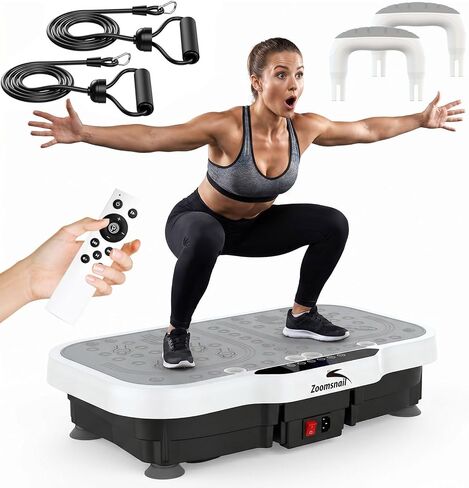 Zoomsnail Vibration Plate Exercise Machine, 8000 Vibrations/min Adjustable Fitness Platform, 400 Lbs Capacity Whole Body Workout Extra Large Size Platform with Bluetooth for Weight Loss, Women & Men in Saudi Arabia