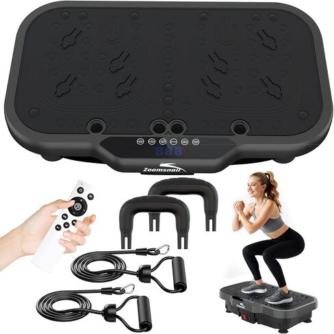 Zoomsnail Vibration Plate Exercise Machine, 8000 Vibrations/min Adjustable Fitness Platform, 400 Lbs Capacity Whole Body Workout Extra Large Size Platform with Bluetooth for Weight Loss, Women & Men in Saudi Arabia