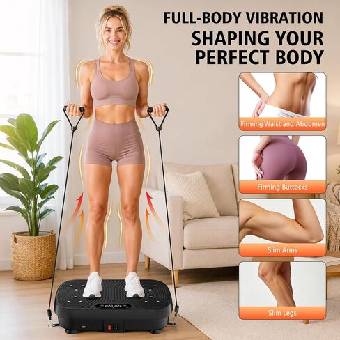 Vibration Plate Exercise Machine, Vibration Plate for Lymphatic Drainage Weight Loss, 130 Levels Vibrating Plate with Bluetooth, Shake Plate with 450 Lbs Capacity Full Body Workout Equipment in Kuwait
