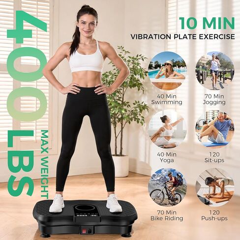 Vibration Plate Exercise Machine,Vibration Plate for Lymphatic Drainage Weight Loss.120 Adjustable Speeds Exercise Equipment,400 Lbs Capacity Home Workout Equipment in Saudi Arabia