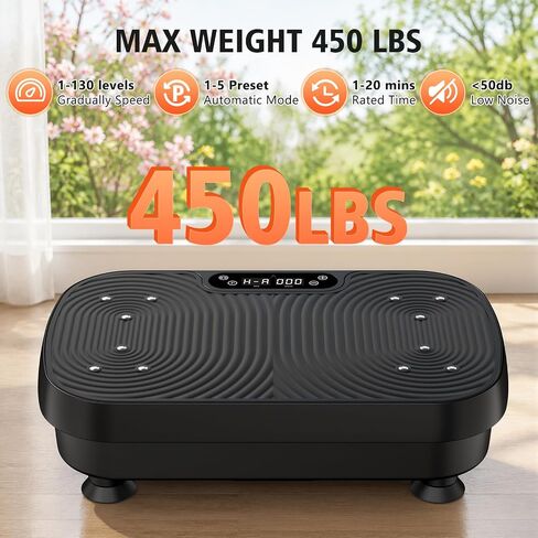 Vibration Plate Exercise Machine, Vibration Plate for Lymphatic Drainage Weight Loss, 130 Levels Vibrating Plate with Bluetooth, Shake Plate with 450 Lbs Capacity Full Body Workout Equipment in Kuwait