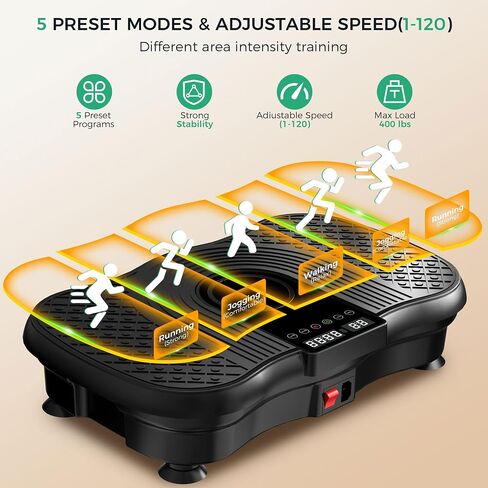 Vibration Plate Exercise Machine,Vibration Plate for Lymphatic Drainage Weight Loss.120 Adjustable Speeds Exercise Equipment,400 Lbs Capacity Home Workout Equipment in Saudi Arabia