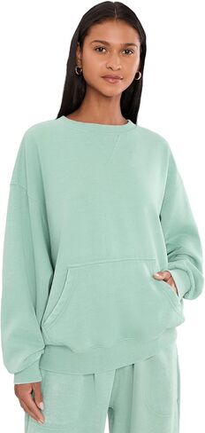 Free People Women's, Slow It Down Pullover, Aqua, X-Small in Kuwait
