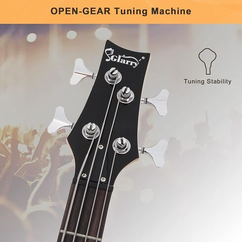GLARRY GIB Series 4 String Electric Bass Guitar Beginner Kit Full Size with 20W AMP, Strap, Bag and Accessories (Burlywood) in Kuwait