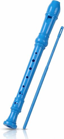 Soprano Recorder for Beginners - German Fingering 3-Piece Descant Flute in Key of C with Adjustable Thumb Rest, Cleaning Kit, & Fingering Chart - Ideal for School Classroom & Kids (Blue) in Saudi Arabia