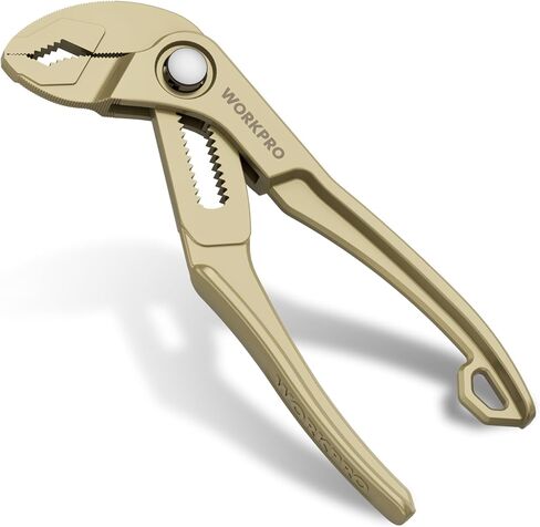 WORKPRO Mini Water Pump Pliers, 4-Inch Groove Joint Pliers, Fast Adjustable Tongue and Groove Pliers with 15-Position Push-Lock, V-Jaw for Multi-Surface Grip, Ideal for Tight Spaces and Versatile Use in Kuwait