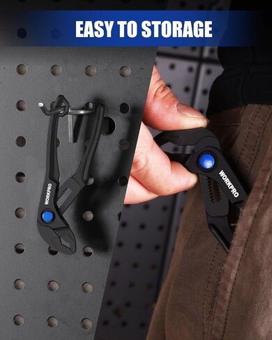 WORKPRO Mini Water Pump Pliers, 4-Inch Groove Joint Pliers, Fast Adjustable Tongue and Groove Pliers with 15-Position Push-Lock, V-Jaw for Multi-Surface Grip, Ideal for Tight Spaces and Versatile Use in Kuwait