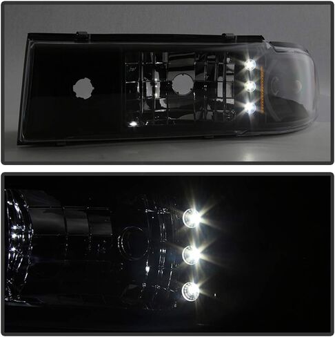 AKKON - لـ 91-96 Chevy Impala Caprice بديل شفاف قطعة واحدة من المصابيح الأمامية LED/مصابيح إشارة الزاوية يسار + يمين in Kuwait
