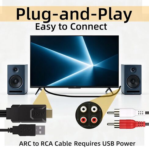 eARC/ARC to RCA Audio Converter for TV to Speaker, 192KHz CEC Volume Control, Only Supports PCM2.0, ARC to RCA Audio Extractor Cable 6 FT in Kuwait