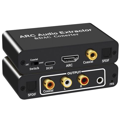مستخرج صوت HDMI ARC، مقسم محول صوت HDMI ARC 192 كيلو هرتز إلى TOSLINK SPDIF البصري + RCA L/R+ محوري وتناظري 3.5 مم ستيريو لمكبر الصوت Soundbar HDTV in Kuwait