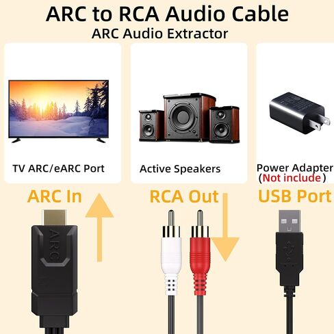 eARC/ARC to RCA Audio Converter for TV to Speaker, 192KHz CEC Volume Control, Only Supports PCM2.0, ARC to RCA Audio Extractor Cable 6 FT in Kuwait