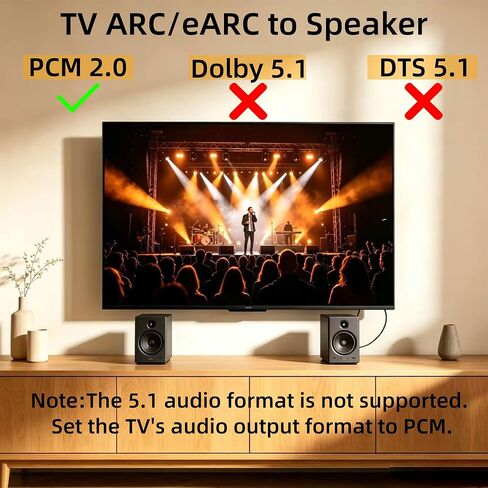 eARC/ARC to RCA Audio Converter for TV to Speaker, 192KHz CEC Volume Control, Only Supports PCM2.0, ARC to RCA Audio Extractor Cable 6 FT in Kuwait