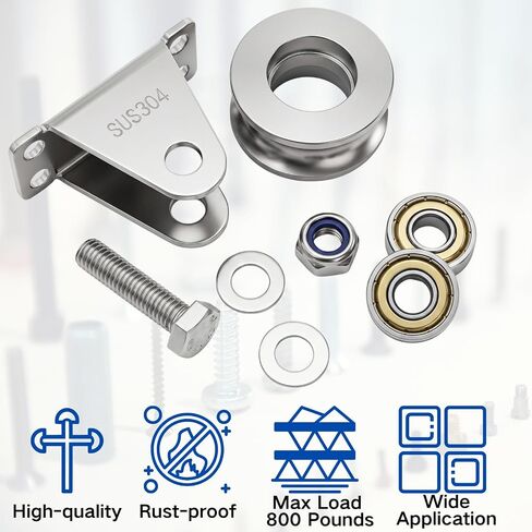 Coloch 2 Pack U Groove Pulley Wheel for Rope, Stainless Steel Cable Pulley Wheel with Screws Wall Mounted Lifting Pulley Block with Duplex Bearings for DIY, Gym Equipment, Sliding Rolling Gate in Kuwait