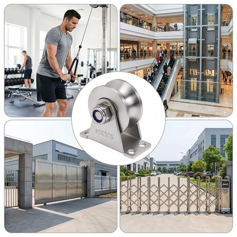 Coloch 2 Pack U Groove Pulley Wheel for Rope, Stainless Steel Cable Pulley Wheel with Screws Wall Mounted Lifting Pulley Block with Duplex Bearings for DIY, Gym Equipment, Sliding Rolling Gate in Kuwait
