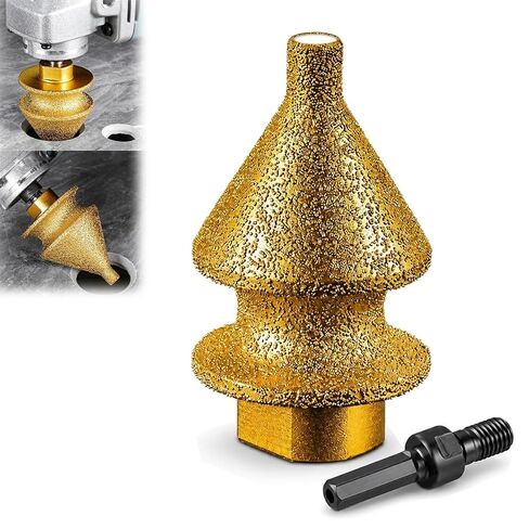 Diamond Chamfering Bit for Angle Grinder, Multi-Function Brazed Diamond Beveling Grinding Head, Step Drill Bit Cone Tool with M10 Adapter, for Angle Grinder Dry Wet Use (1pcs 10-38mm) in Kuwait