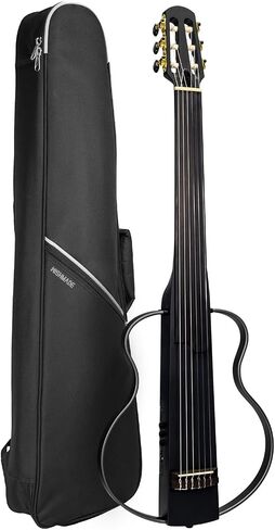 WishMade Fretless جيتار كهربائي صامت للسفر، سلسلة نايلون كلاسيكية، جسم الماهوجني، إطار من خليط معدني قابل للإزالة، وضع ممارسة سماعة الرأس (Sunburst) in Kuwait
