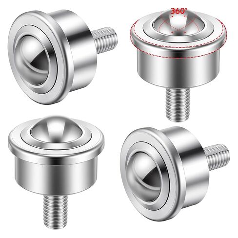 4 Pcs 1 Inch Steel Ball Transfer Roller Casters with Threaded Stem, Heavy Duty Stud Mounted, 1760 Lbs Total Load Capacity, 360° Conveyor Roller for Material Handling, Workbench, Woodworking in Saudi Arabia