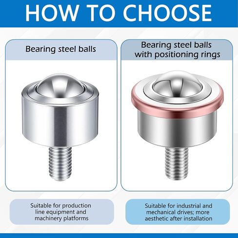 4 Pcs 1 Inch Steel Ball Transfer Roller Casters with Threaded Stem, Heavy Duty Stud Mounted, 1760 Lbs Total Load Capacity, 360° Conveyor Roller for Material Handling, Workbench, Woodworking in Saudi Arabia