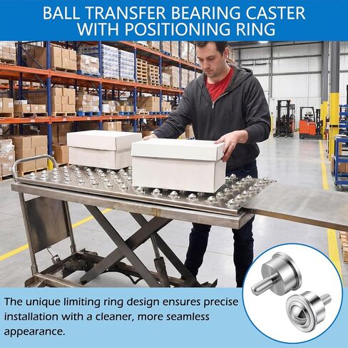 4 Pcs 1 Inch Steel Ball Transfer Roller Casters with Threaded Stem, Heavy Duty Stud Mounted, 1760 Lbs Total Load Capacity, 360° Conveyor Roller for Material Handling, Workbench, Woodworking in Saudi Arabia