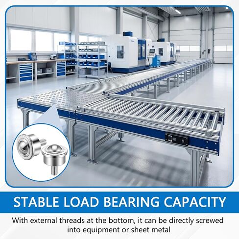 4 Pcs 1 Inch Steel Ball Transfer Roller Casters with Threaded Stem, Heavy Duty Stud Mounted, 1760 Lbs Total Load Capacity, 360° Conveyor Roller for Material Handling, Workbench, Woodworking in Saudi Arabia