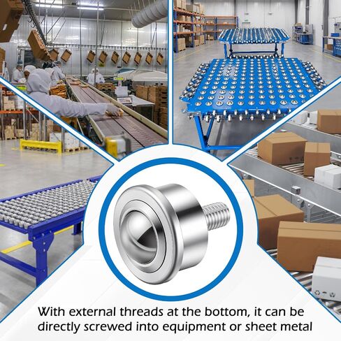 4 Pcs 1 Inch Steel Ball Transfer Roller Casters with Threaded Stem, Heavy Duty Stud Mounted, 1760 Lbs Total Load Capacity, 360° Conveyor Roller for Material Handling, Workbench, Woodworking in Saudi Arabia
