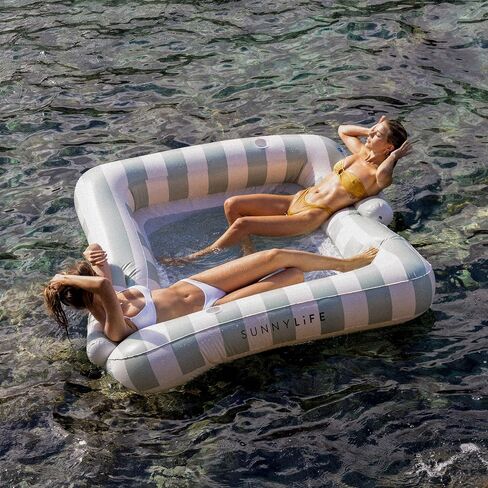 SUNNYLiFE The Vacay Deluxe Twin Hammock Float، زيتوني ناعم، PVC/نايلون، 74.8 × 66.93 بوصة، 6.28 رطل in Kuwait