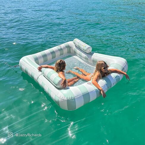 SUNNYLiFE The Vacay Deluxe Twin Hammock Float، زيتوني ناعم، PVC/نايلون، 74.8 × 66.93 بوصة، 6.28 رطل in Kuwait