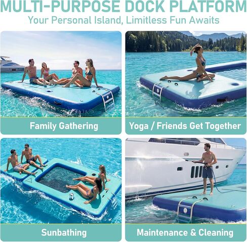 Inflatable Floating Dock, Lake Floats for Adults, Non-Slip Floating Raft Water Platform with Detachable Ladder for Lake, Beach, Boats, Island, Swimming Pool in Kuwait